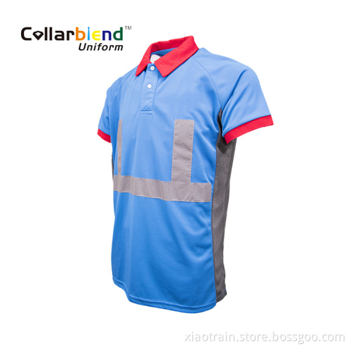 Blue Reflective Tape Work T Shirt